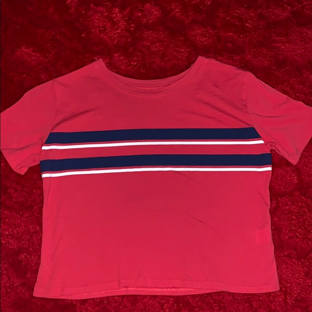 Red Stripped Crop Top